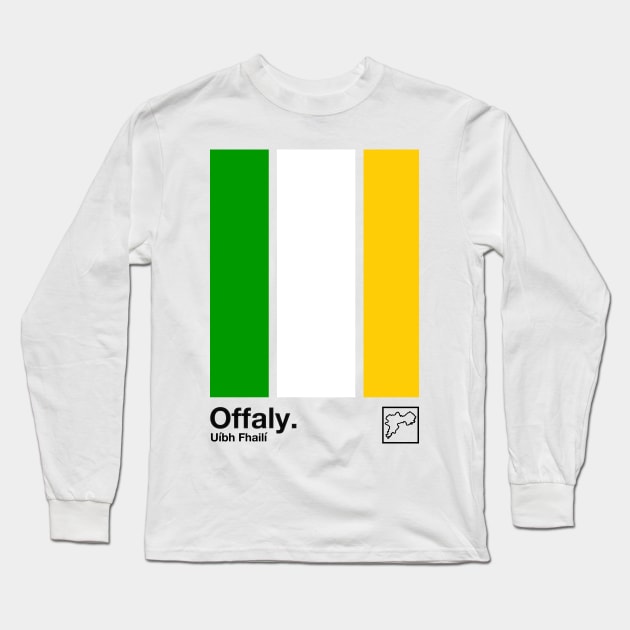 County Offaly, Ireland - Retro Style Minimalist Poster Design Long Sleeve T-Shirt by feck!